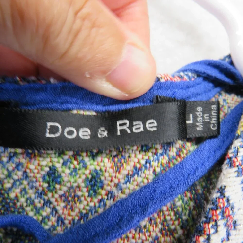 Doe & Rae Tank Top Womens Large Boho Geometric Embroidered Sleeveless Tie Back - Picture 4 of 7